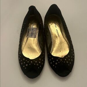 Chinese Laundry Black Flats with Gold Studs